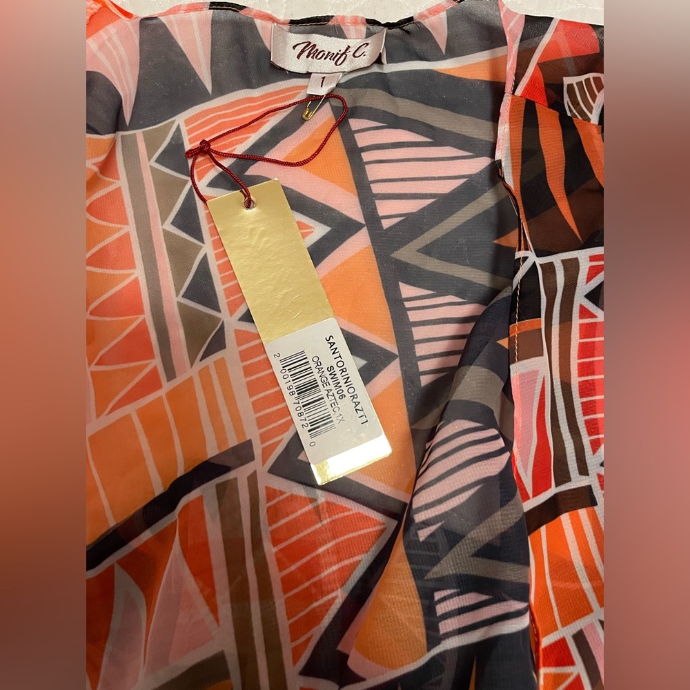 Monif C. Aztec Orange Swim Coverup. - Picture 7 of 7